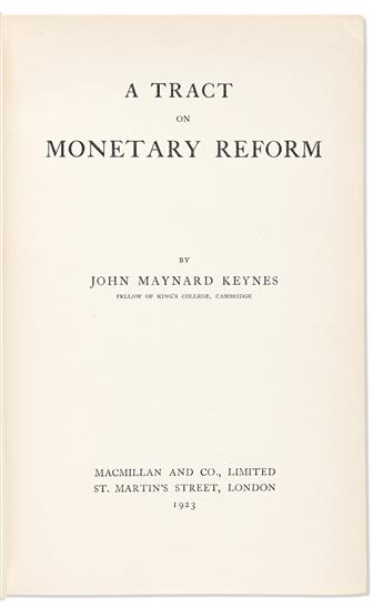 [Economics] Keynes, John Maynard (1883-1946) Three First Editions.